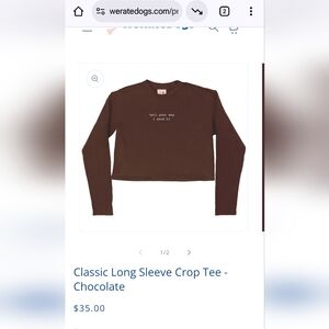 WeRateDogs Brown Long Sleeve Crop Tee NWT XL